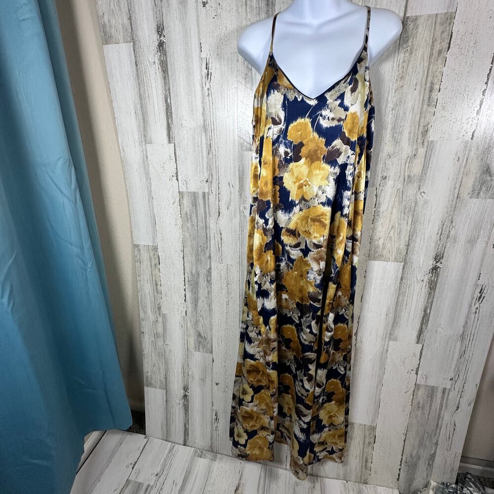 Nicole Miller Navy Gold Rose Maxi Dress M | MSRP $179 | Elegant Night Out Formal